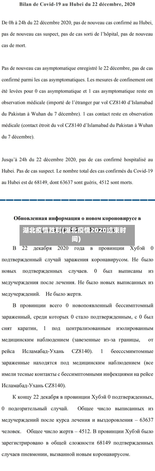 湖北疫情胜利(湖北疫情2020结束时间)